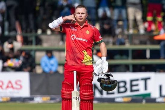 Zimbabwe cricketer Ben Curran celebrating his century during the ZIM vs BAN 2nd ODI