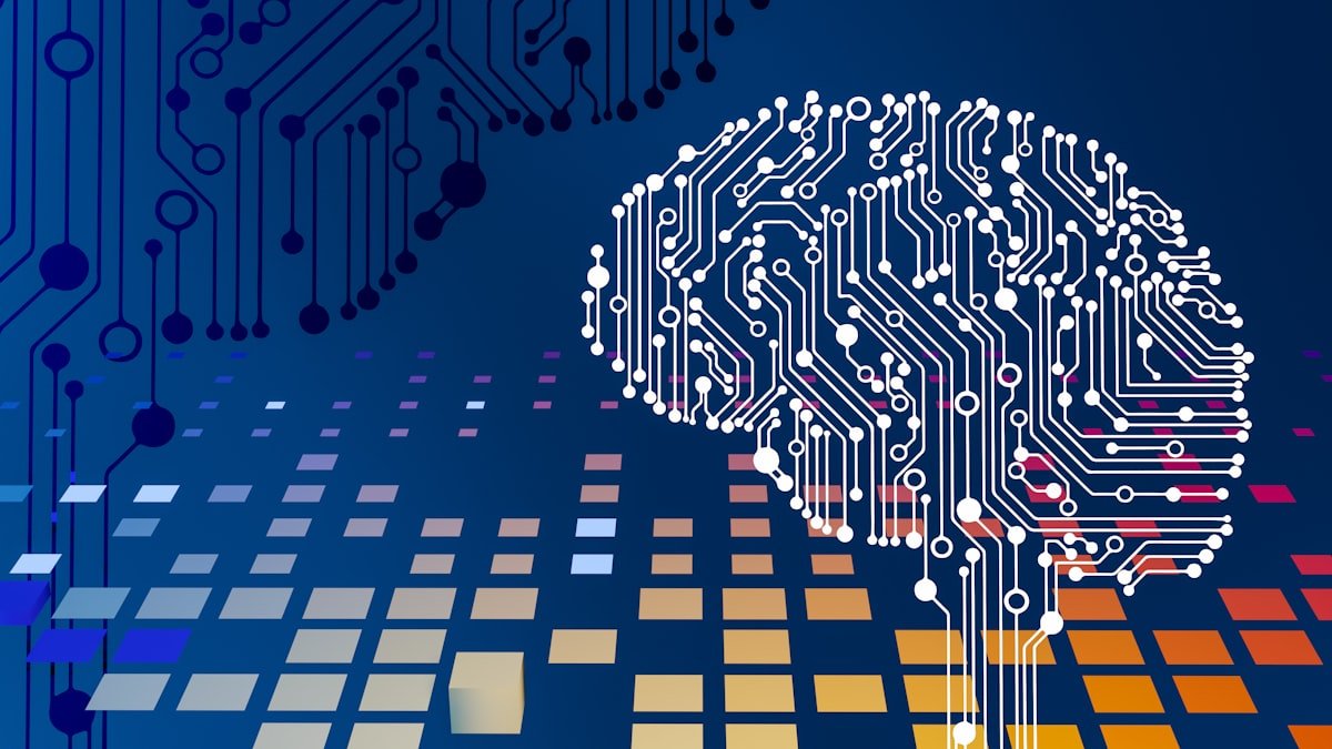 Glowing digital brain formed from circuit patterns symbolizing artificial intelligence tools